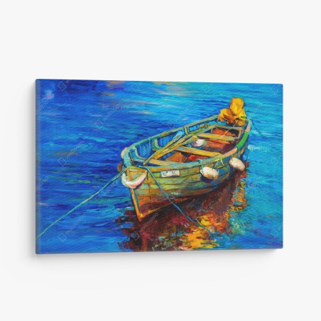 Leinwandbild lebendiges boot bei sonnenuntergang – Wallnifity®