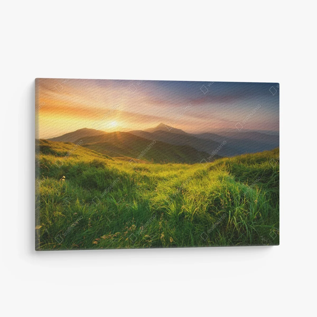 Leinwandbild sonnenaufgang über dem smaragdgrünen bergtal – Wallnifity® Leinwandbild sonnenaufgang über dem smaragdgrünen bergtal – Wallnifity®