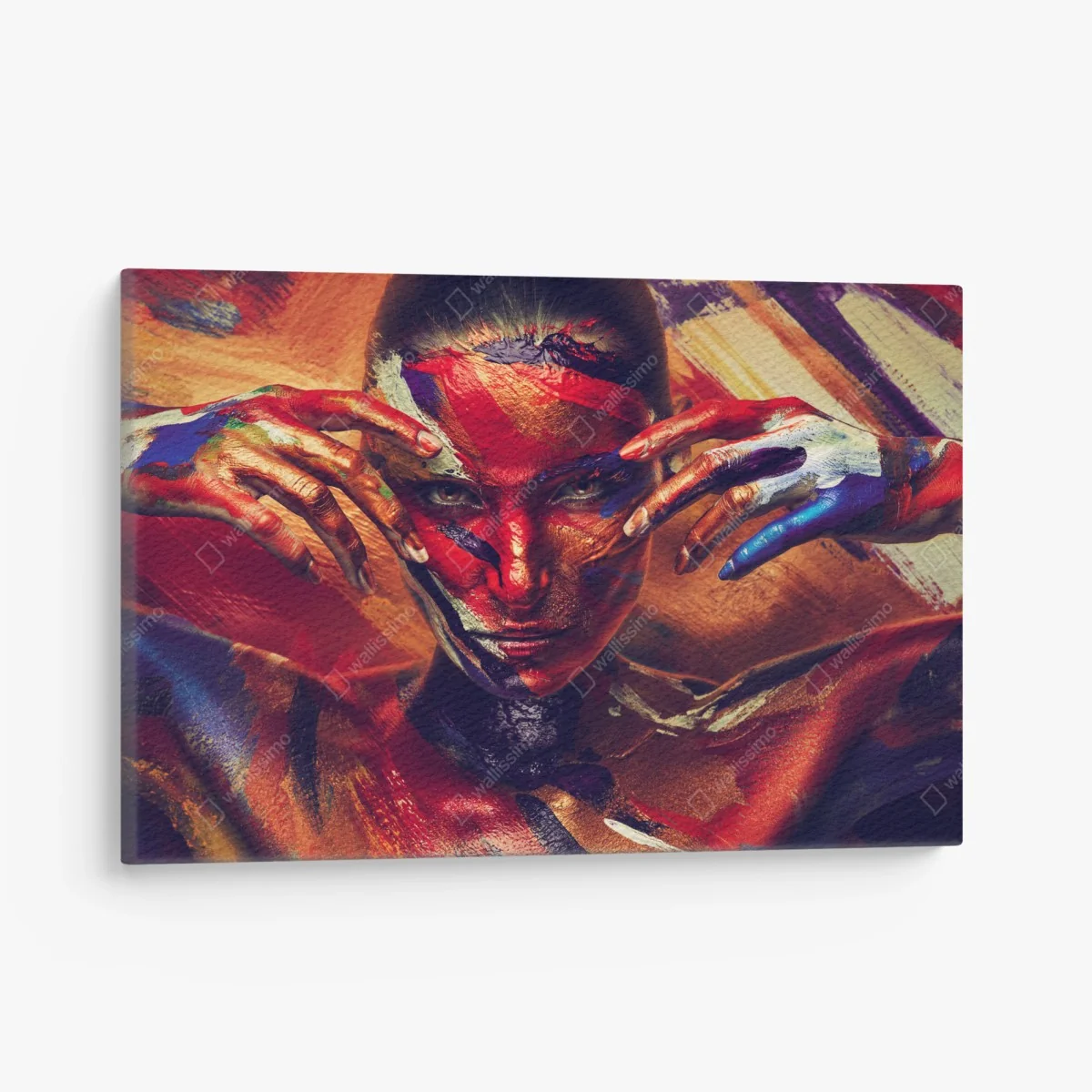 Leinwandbild mysteriöses bemaltes porträt – Wallnifity® Leinwandbild mysteriöses bemaltes porträt – Wallnifity®