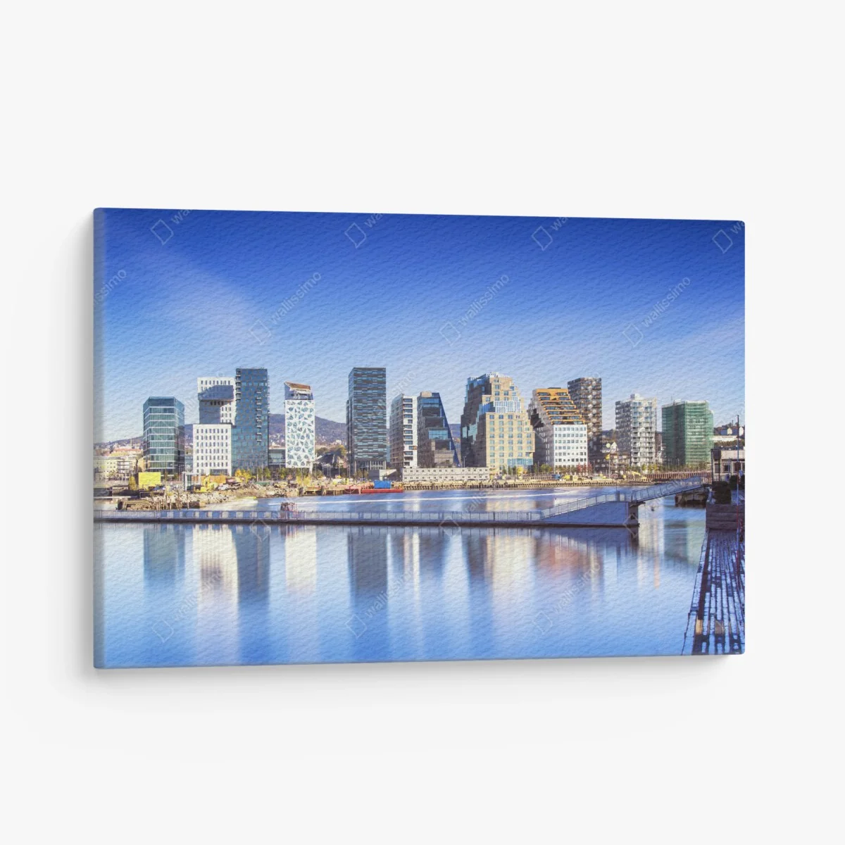 Leinwandbild moderne ufer skyline mit spiegelungen – Wallnifity®