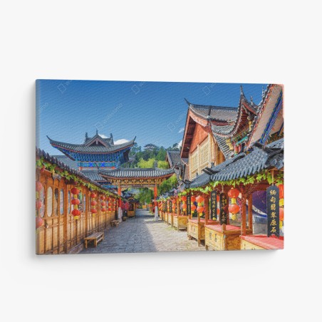 Leinwandbild Lijiang alte gasse mit laternen – Wallnifity®