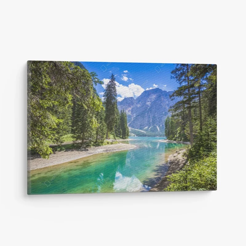 Leinwandbild Pragser Wildsee türkisblauer bergsee
