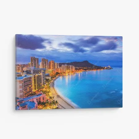 Leinwandbild Honolulu skyline bei dämmerung – Wallnifity®