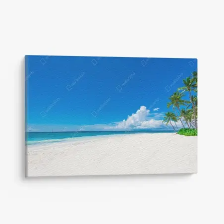 Leinwandbild tropischer strand mit palmen – Wallnifity®