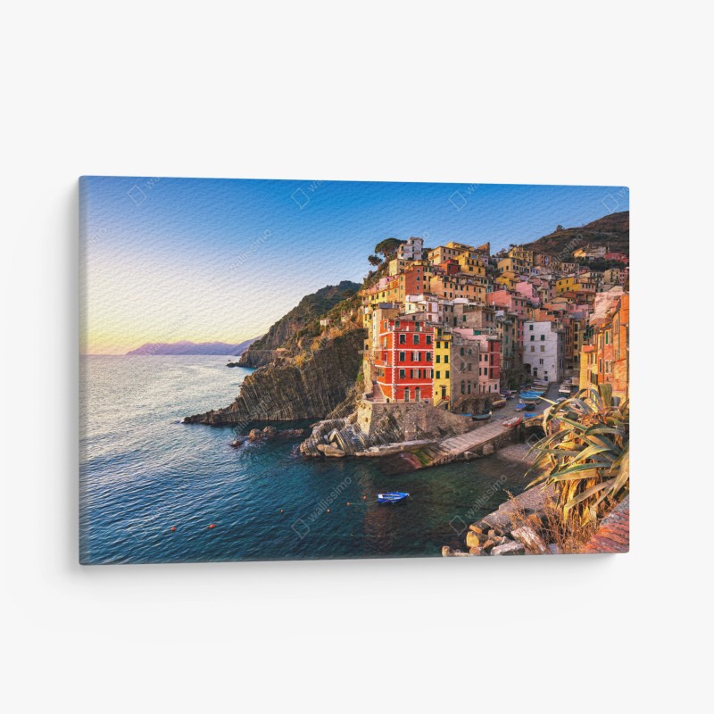 Leinwandbild sonnenuntergang über Riomaggiore, Cinque Terre