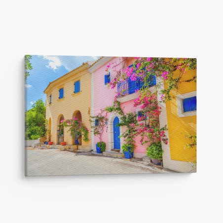 Leinwandbild bunte straße auf Kefalonia – Wallnifity®