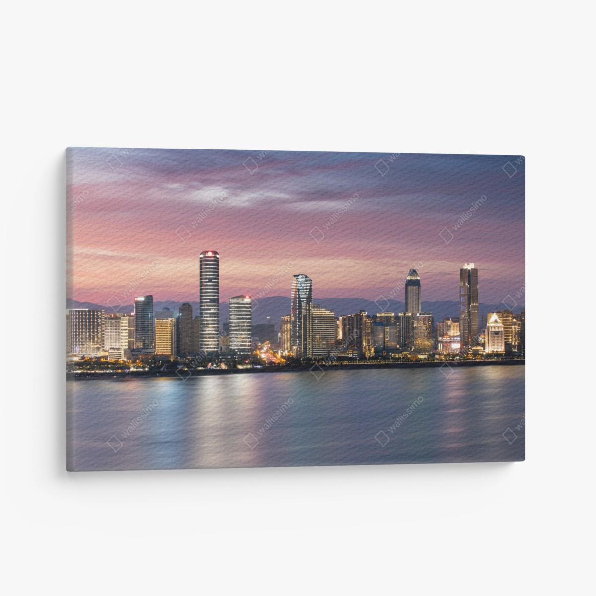 Leinwandbild ruhige stadtskyline bei dämmerung – Wallnifity®