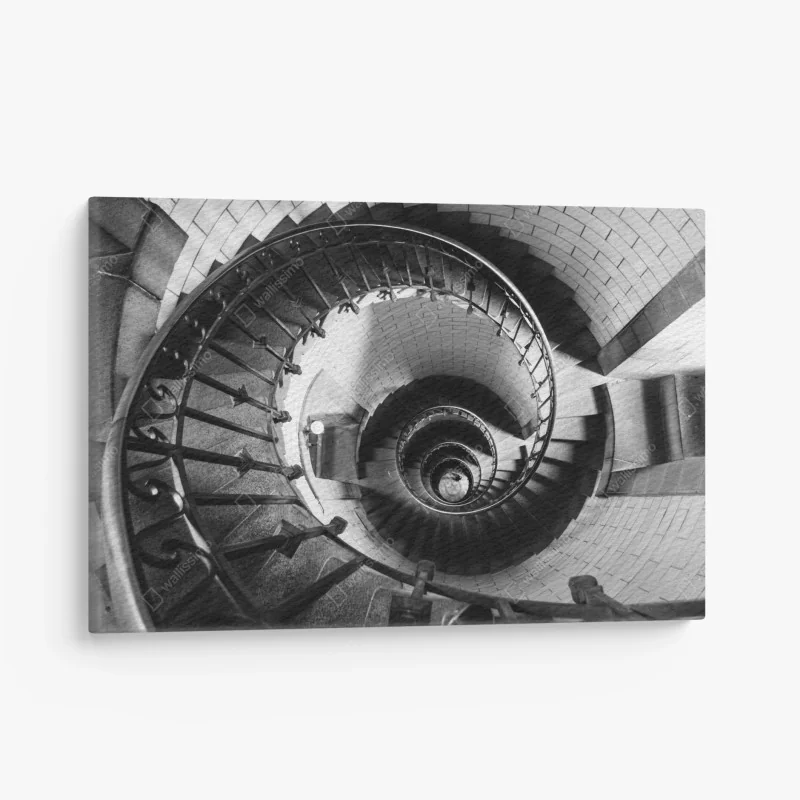 Leinwandbild spiraltreppe in monochromer perspektive