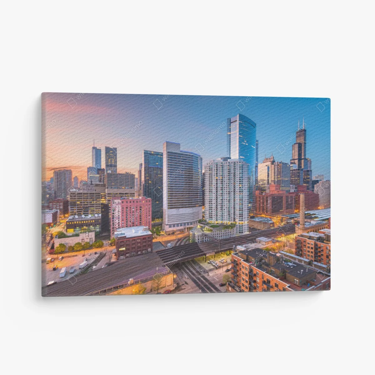 Leinwandbild Chicago skyline bei dämmerung – Wallnifity®