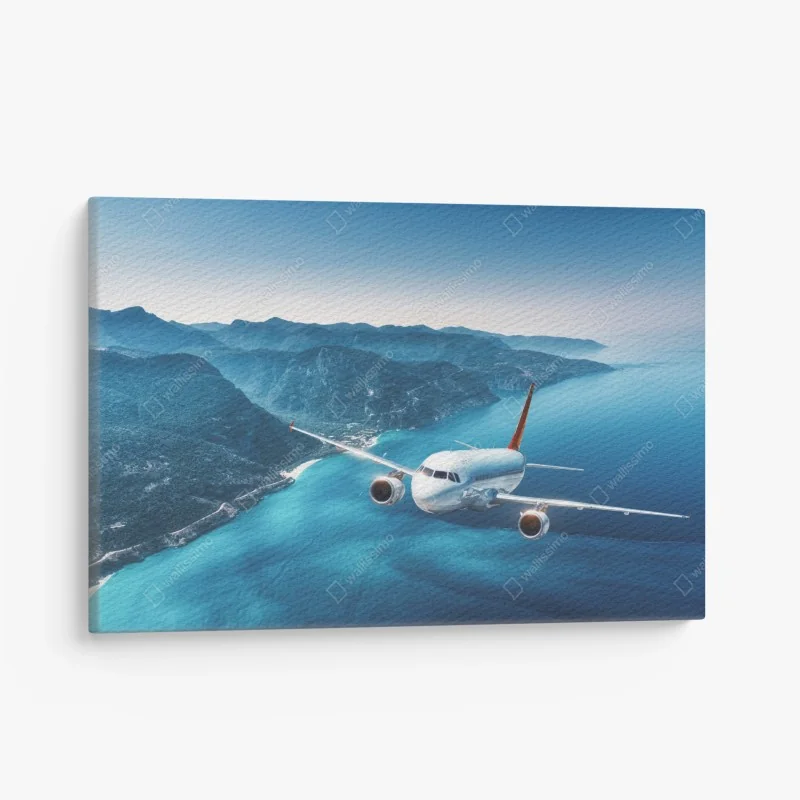 Leinwandbild küstenflug über türkisblauem meer