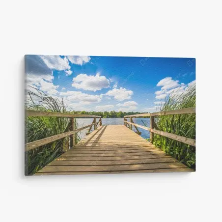 Leinwandbild sonniger steg am see – Wallnifity®