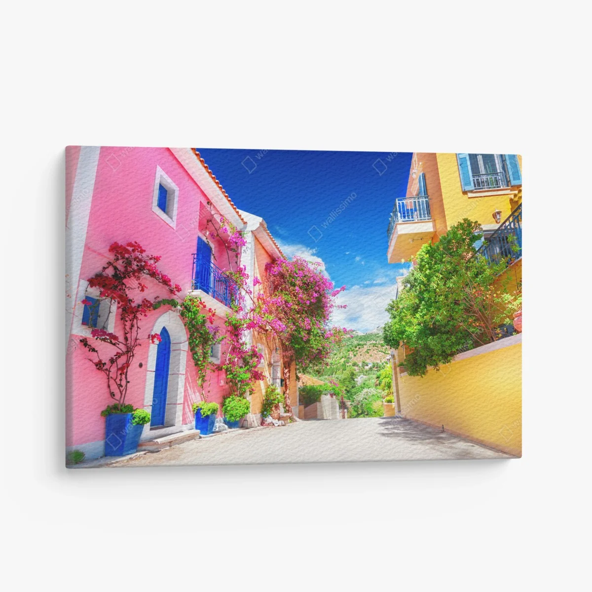 Leinwandbild bunte gasse auf Kefalonia – Wallnifity®