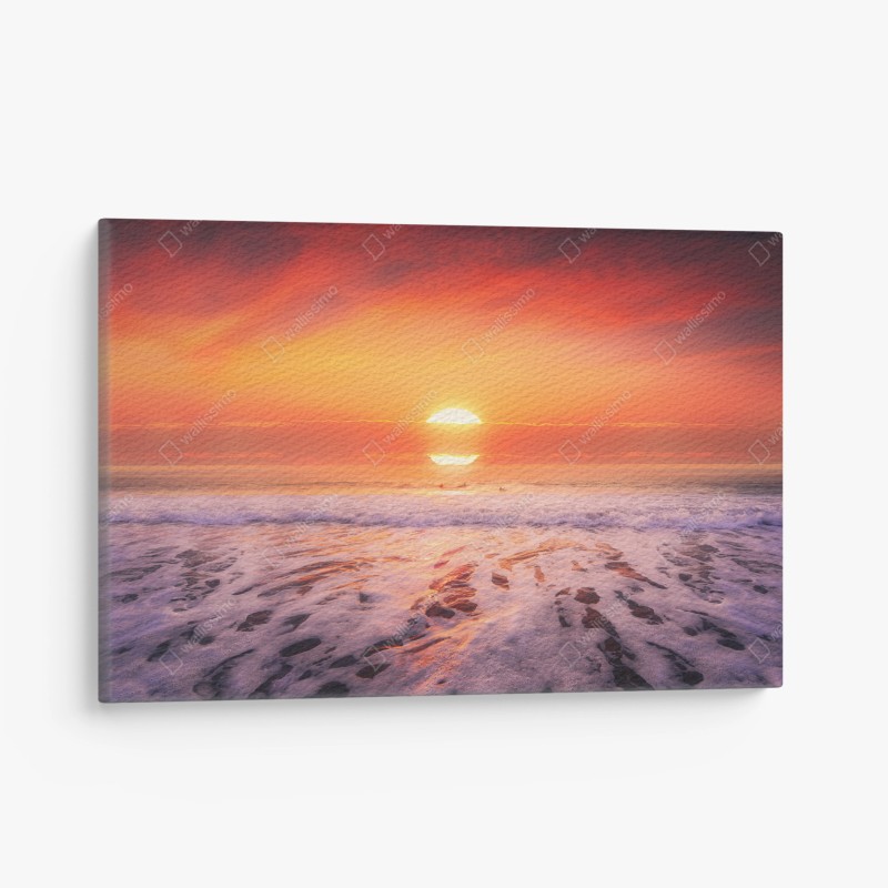 Leinwandbild aquarell flamingo tropisches muster – Wallnifity®