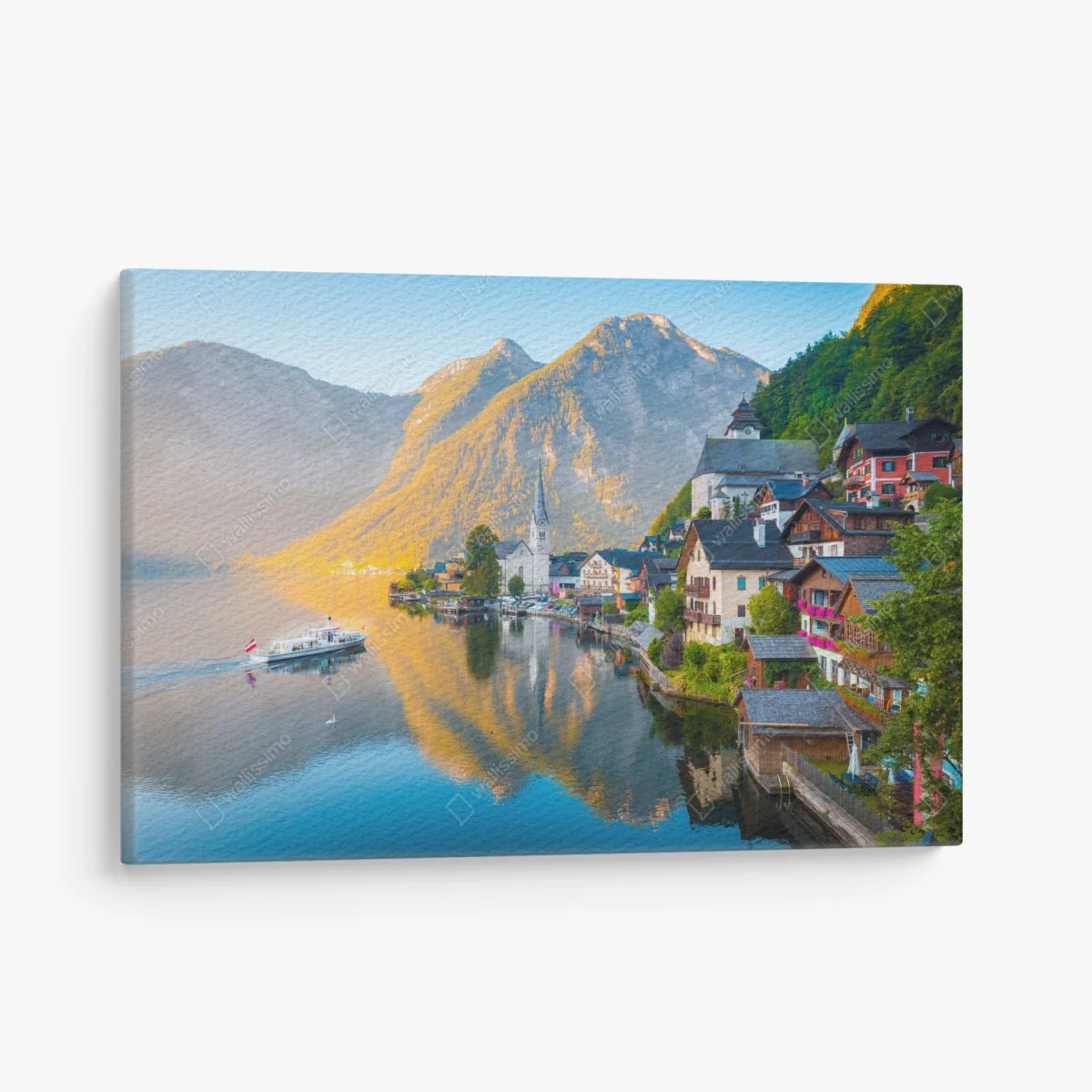 Leinwandbild morgendlicher lichtglanz über Hallstatt am see – Wallnifity®