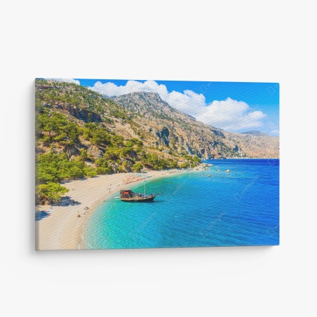 Leinwandbild segelboot am Apella strand, Karpathos – Wallnifity®