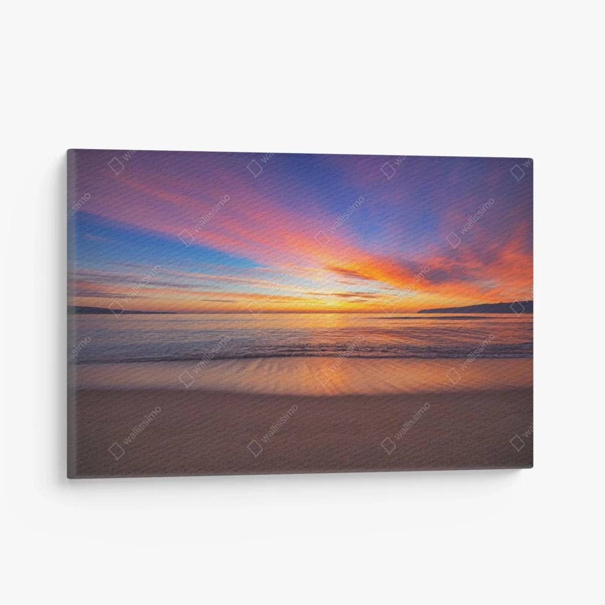 Leinwandbild lebendiger sonnenaufgang über einem ruhigen strand – Wallnifity® Leinwandbild lebendiger sonnenaufgang über einem ruhigen strand – Wallnifity®