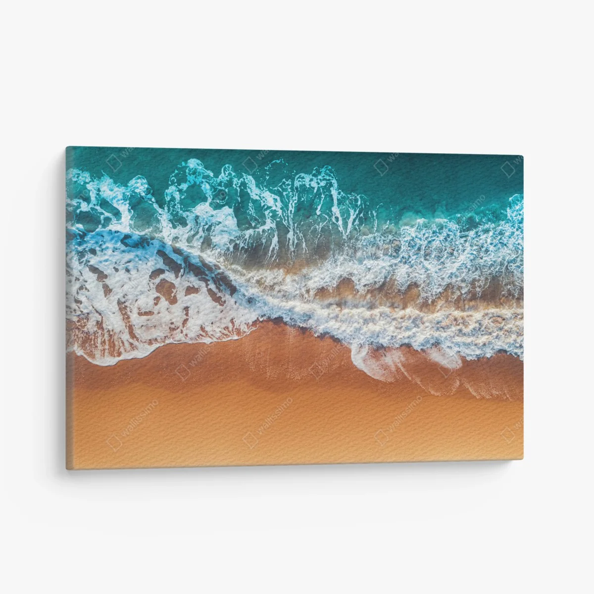 Leinwandbild luftaufnahme türkisfarbener wellen an einem sandstrand – Wallnifity® Leinwandbild luftaufnahme türkisfarbener wellen an einem sandstrand – Wallnifity®