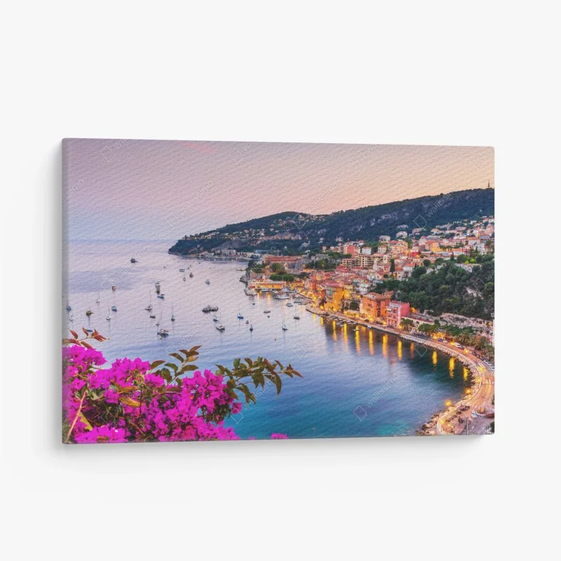 Leinwandbild sonnenuntergang über Villefranche-sur-Mer