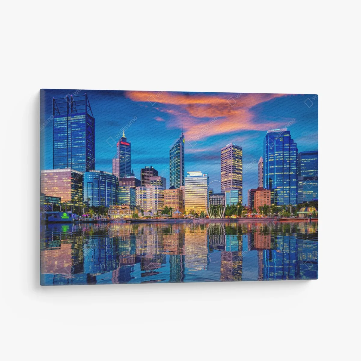 Leinwandbild Perth skyline bei sonnenuntergang – Wallnifity® Leinwandbild Perth skyline bei sonnenuntergang – Wallnifity®