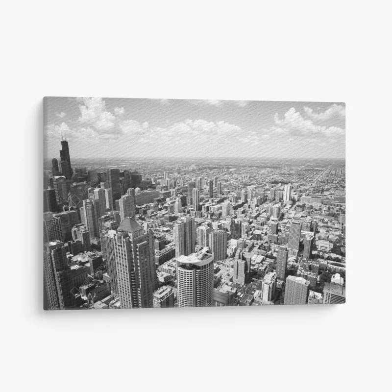 Leinwandbild Chicago skyline in graustufen