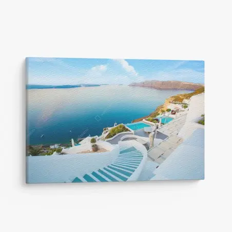 Leinwandbild Santorini meerblick terrasse – Wallnifity®