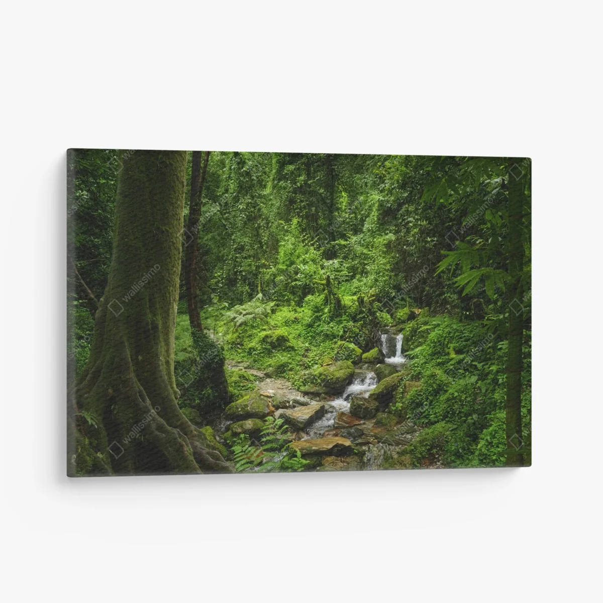 Leinwandbild üppiger grüner waldwasserfall – Wallnifity® Leinwandbild üppiger grüner waldwasserfall – Wallnifity®