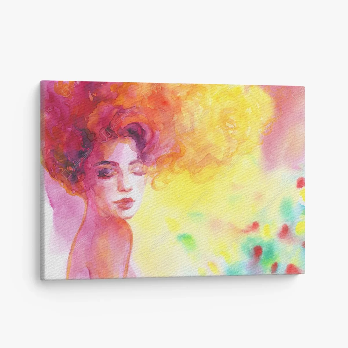 Leinwandbild leuchtendes aquarellporträt einer frau – Wallnifity® Leinwandbild leuchtendes aquarellporträt einer frau – Wallnifity®