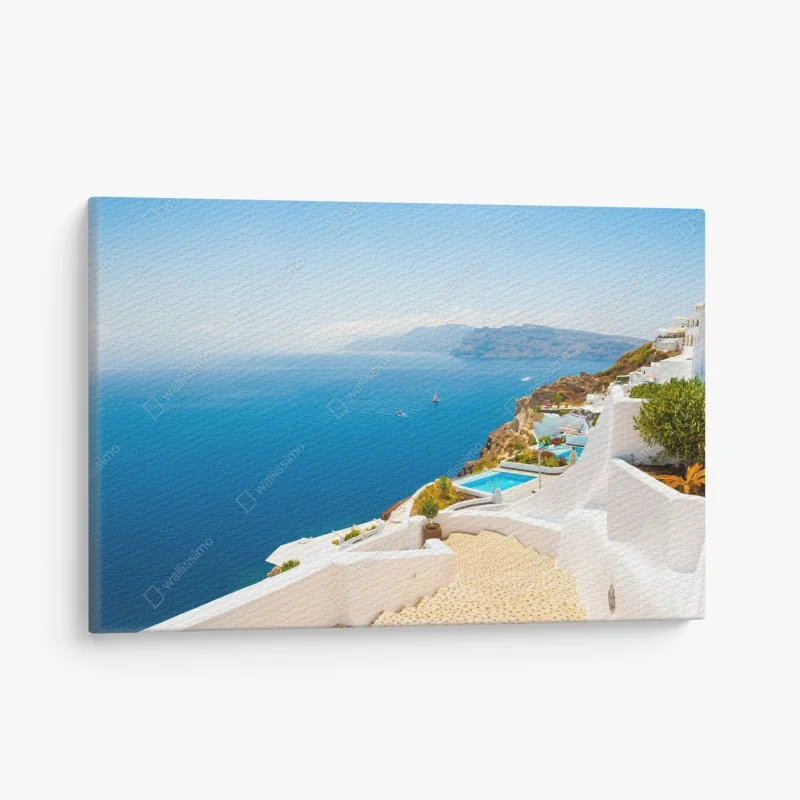 Leinwandbild Santorini küstenblick mit weißer architektur