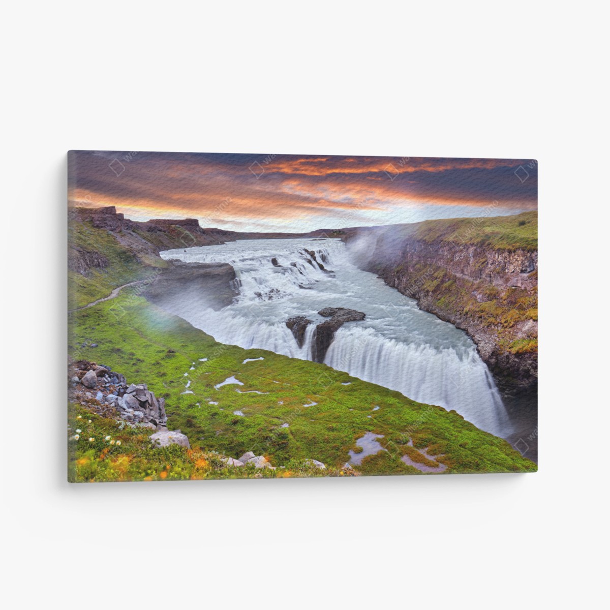 Leinwandbild panoramablick auf den wasserfall Gullfoss – Wallnifity®