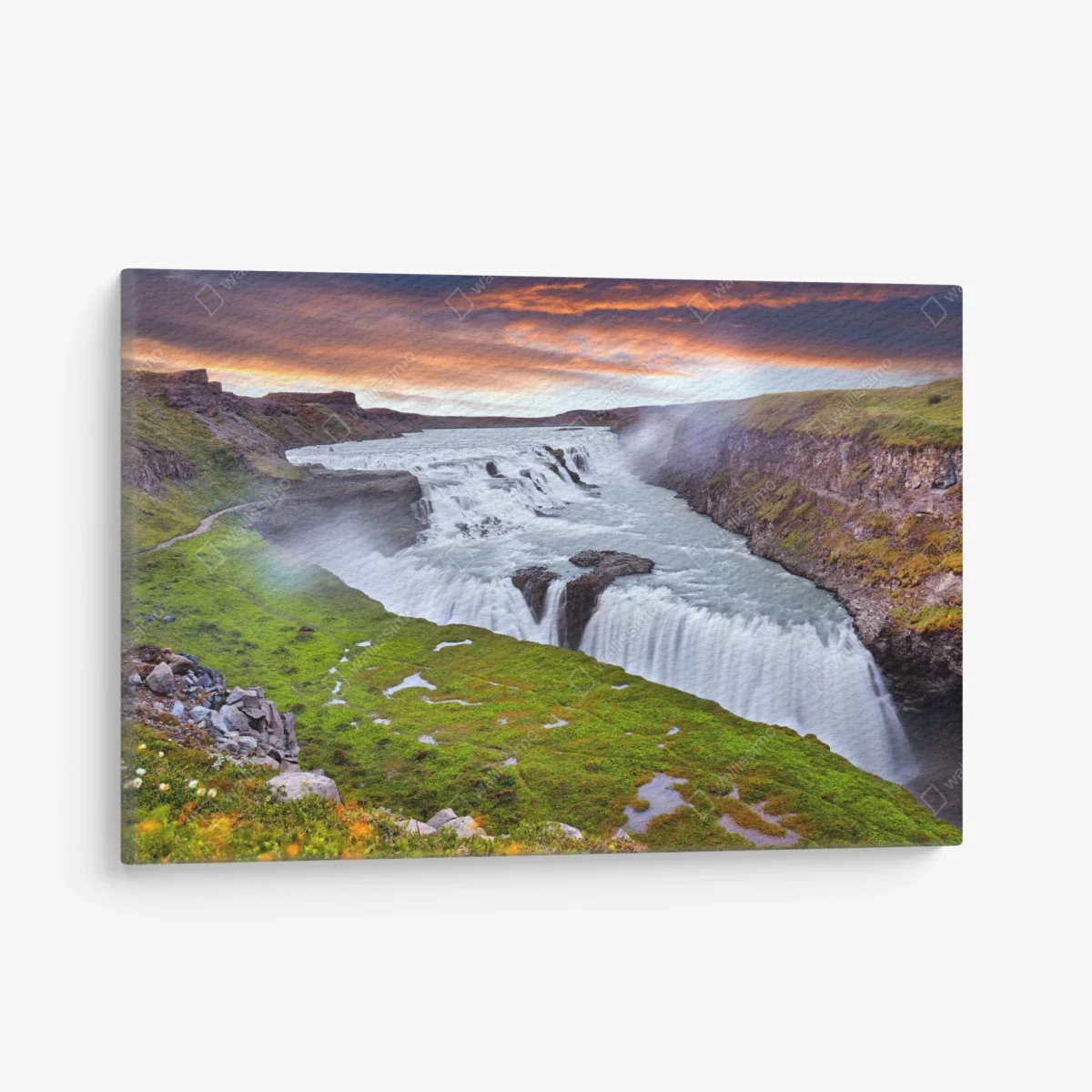 Leinwandbild panoramablick auf den wasserfall Gullfoss – Wallnifity®