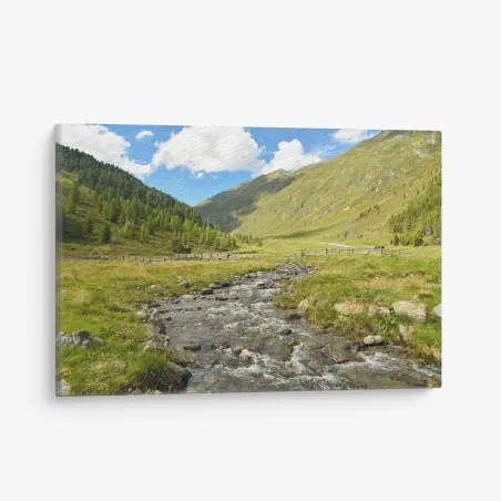 Leinwandbild alpenbach im sonnigen tal – Wallnifity®