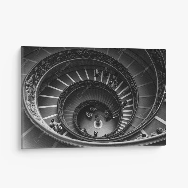 Leinwandbild dramatische spiraltreppe in monochrom