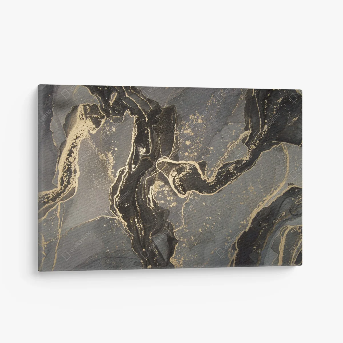 Leinwandbild luxuriöser schwarz-goldener marmor abstrakt – Wallnifity®