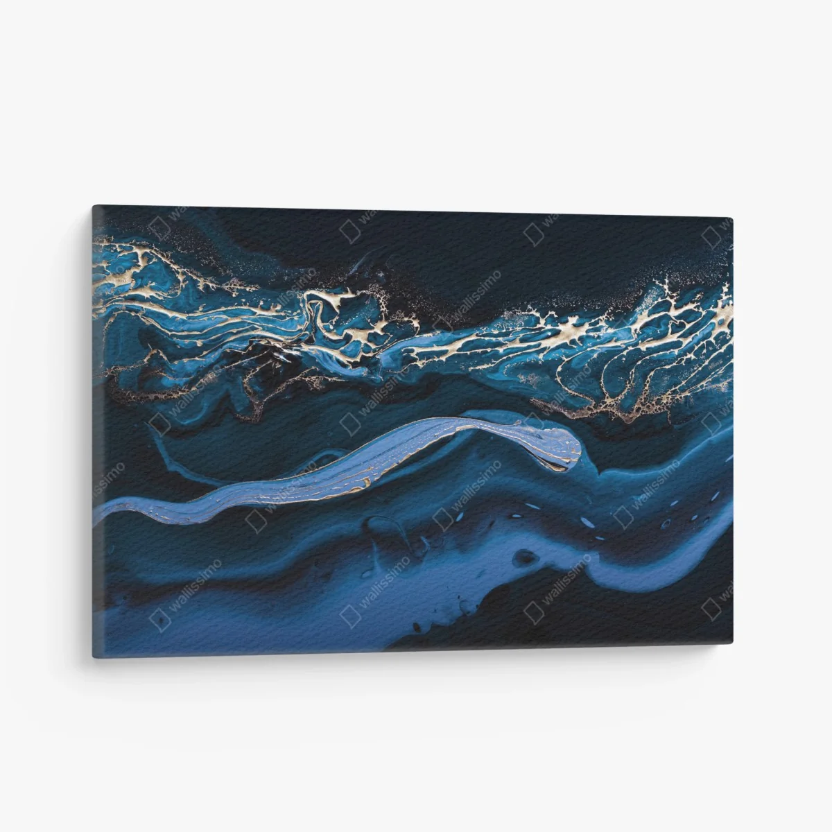Leinwandbild marineblaue und goldene abstraktion – Wallnifity®