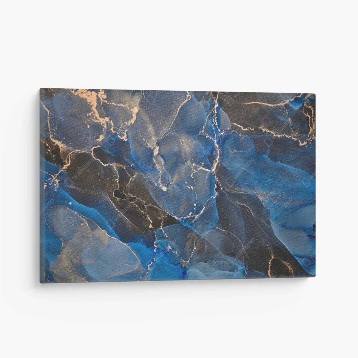 Leinwandbild luxuriöse blaue und goldene abstrakte wellen – Wallnifity®