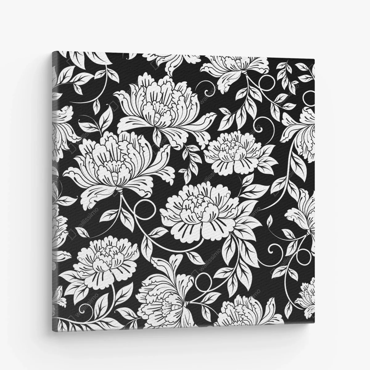 Leinwandbild monochromes blumenmuster – Wallnifity®
