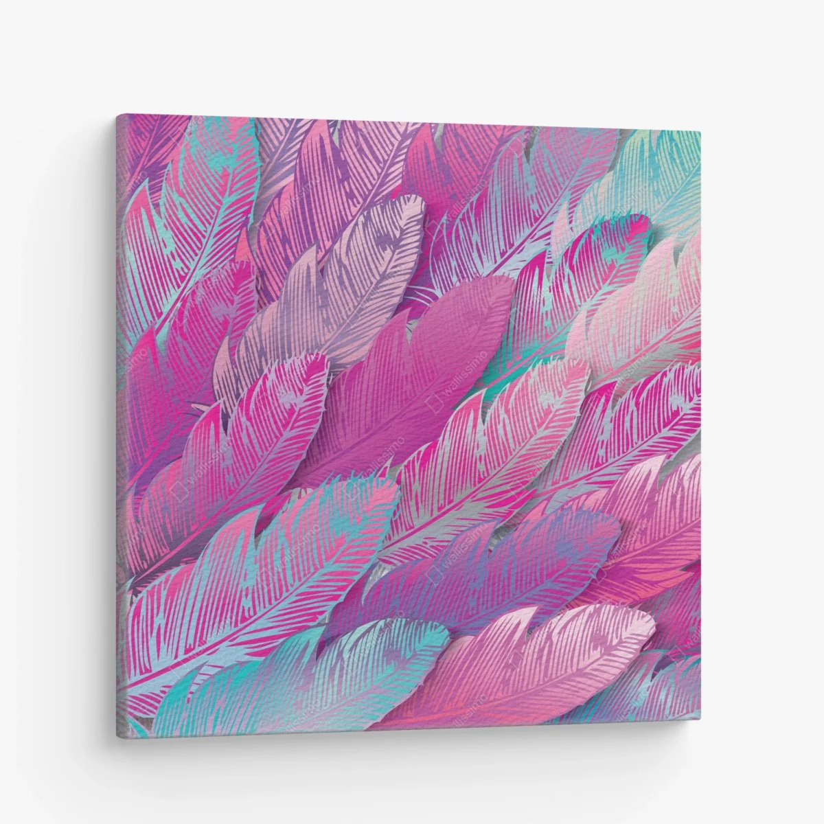 Leinwandbild irisierendes rosa federmuster – Wallnifity®