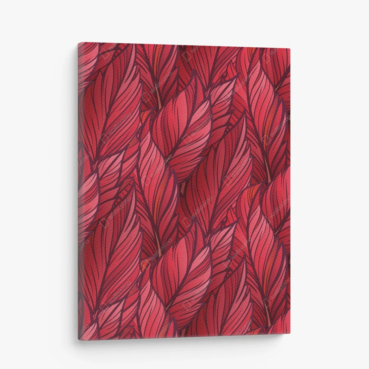 Leinwandbild rotes botanisches blättermuster – Wallnifity® Leinwandbild rotes botanisches blättermuster – Wallnifity®