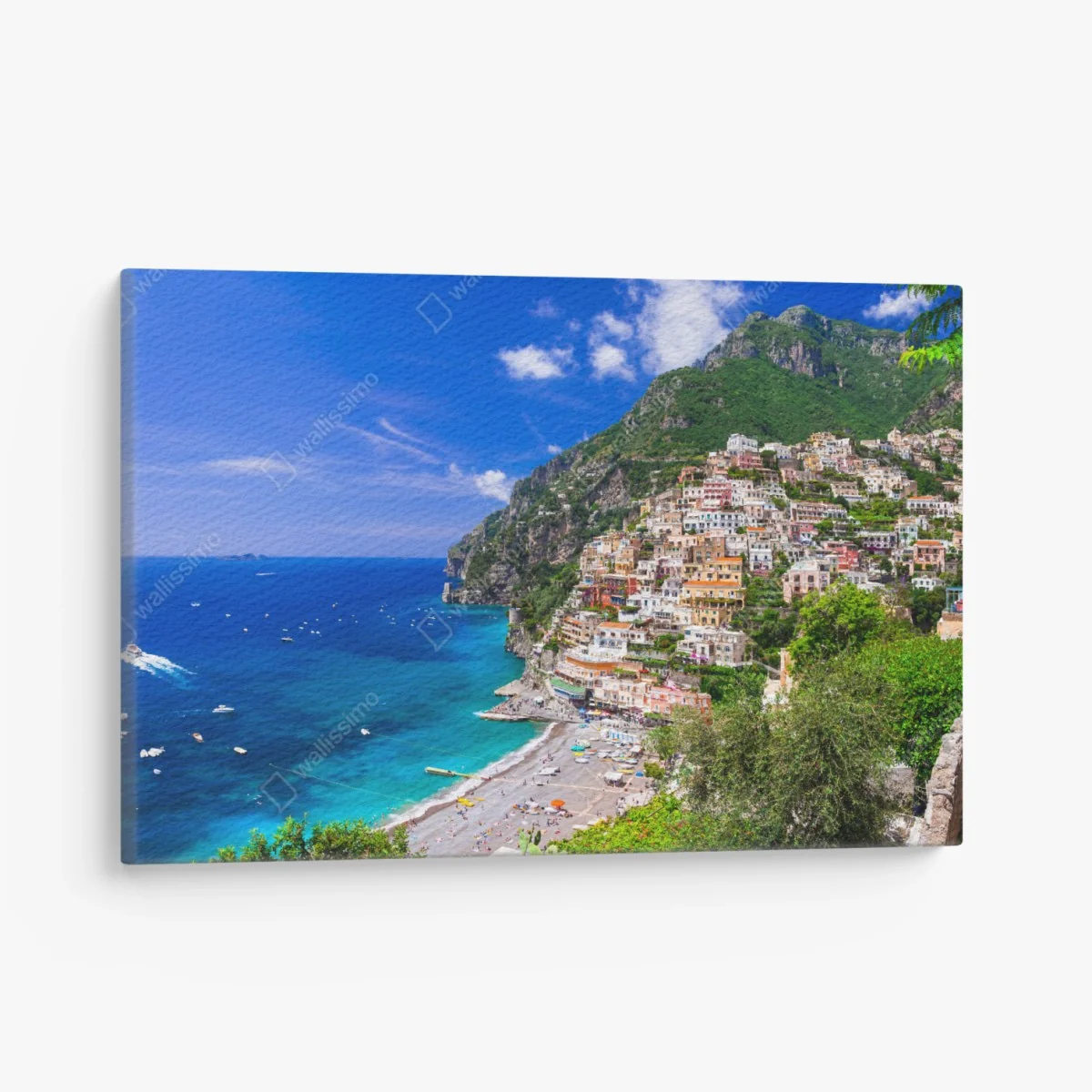 Leinwandbild sonnige panoramaaufnahme von Positano an der Amalfiküste – Wallnifity®
