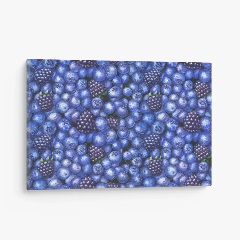 Leinwandbild aquarellmuster mit blaubeeren und brombeeren