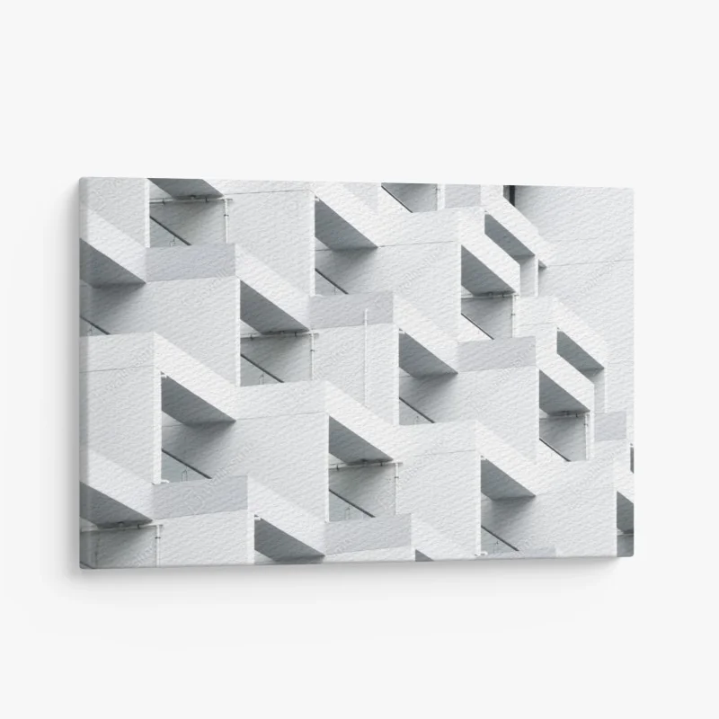 Leinwandbild weiße betonfassade im geometrischen muster