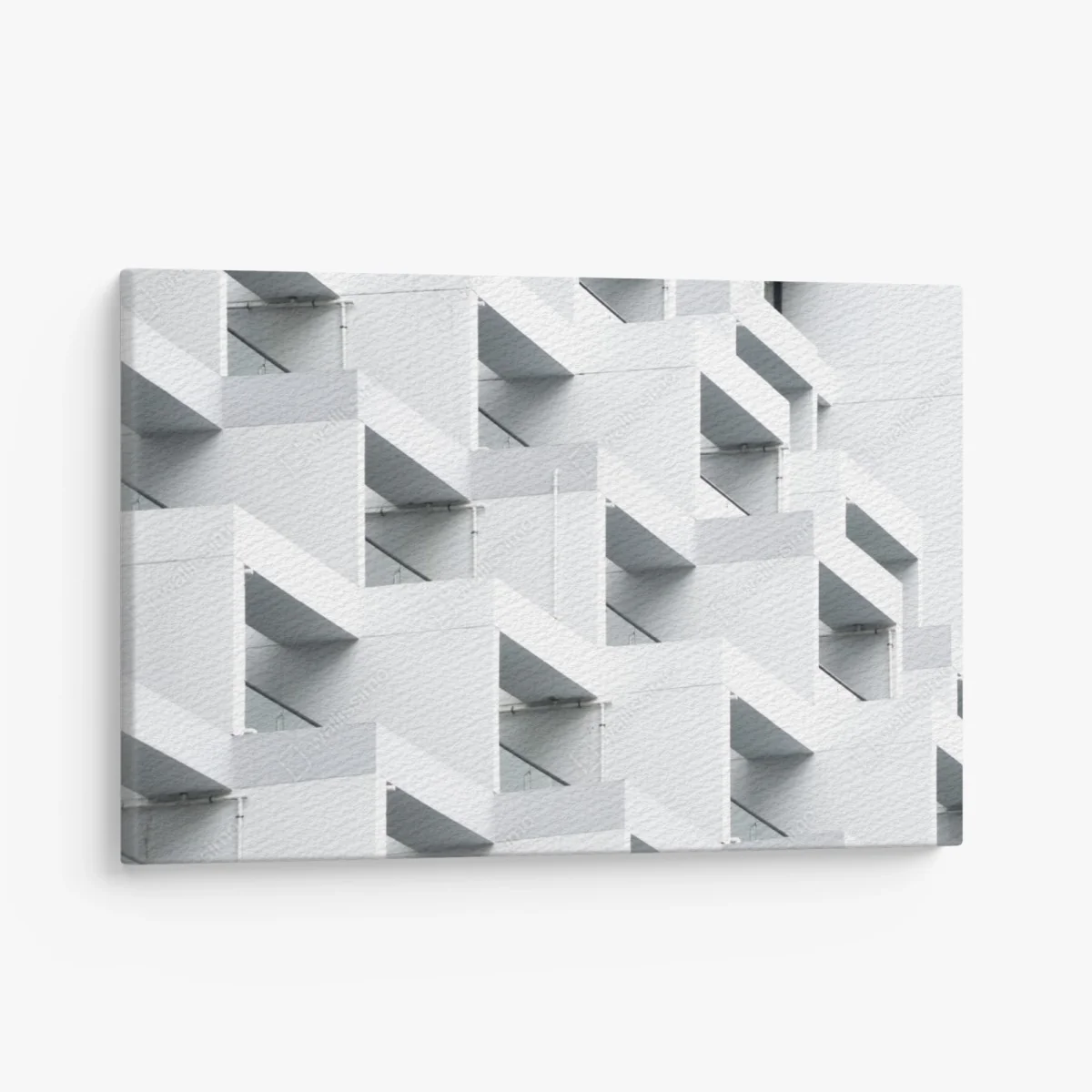 Leinwandbild weiße betonfassade im geometrischen muster – Wallnifity®