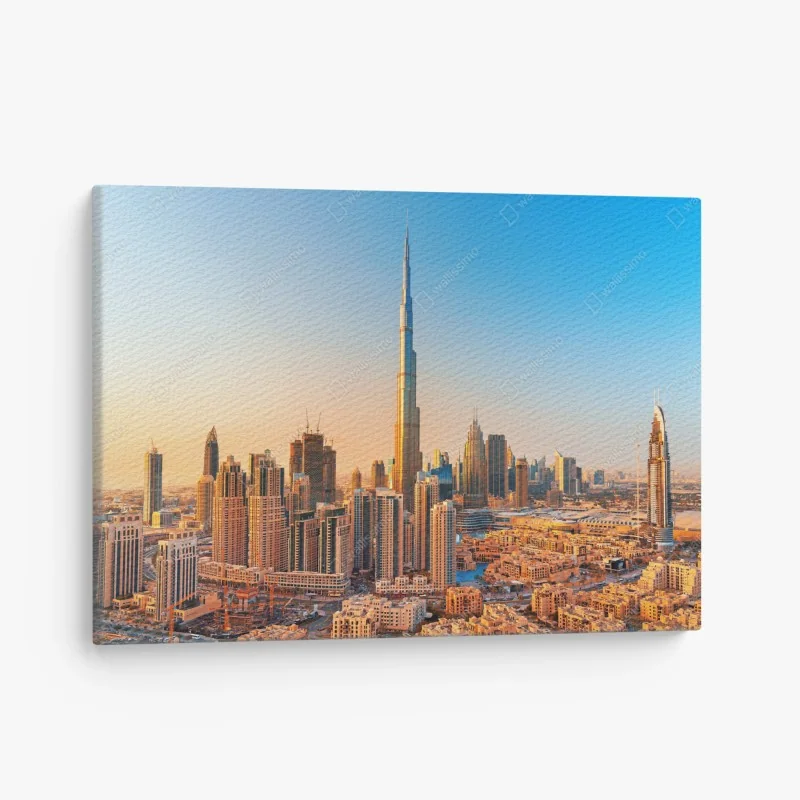 Leinwandbild Dubai skyline in der goldenen stunde