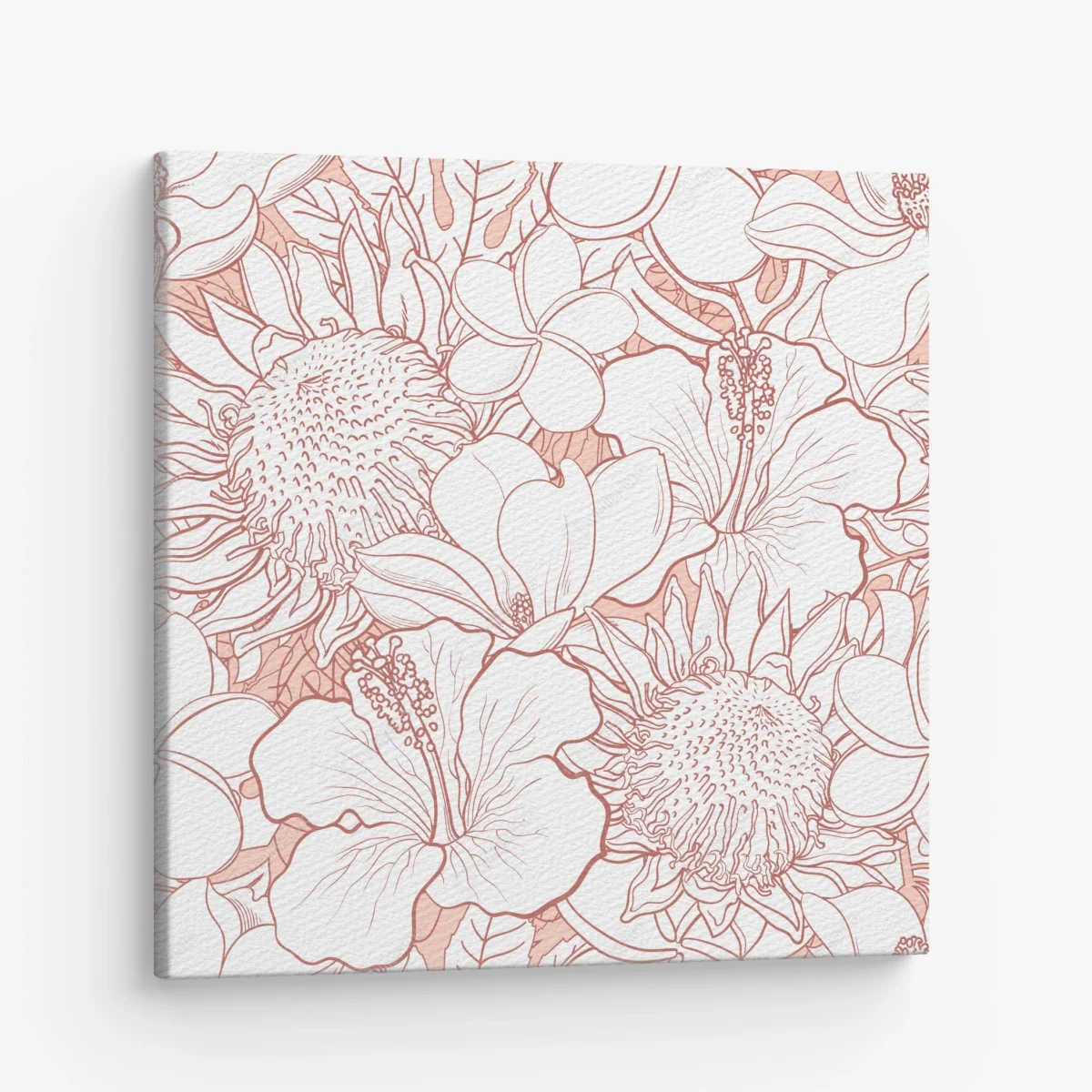 Leinwandbild zartes korallenfarbenes blumenmuster – Wallnifity®