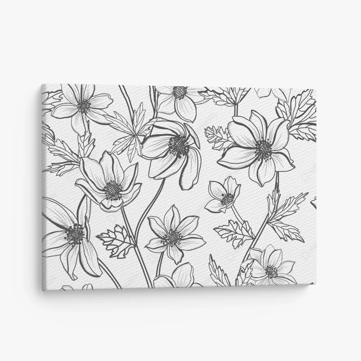 Leinwandbild botanische linienzeichnung mit blumen – Wallnifity®