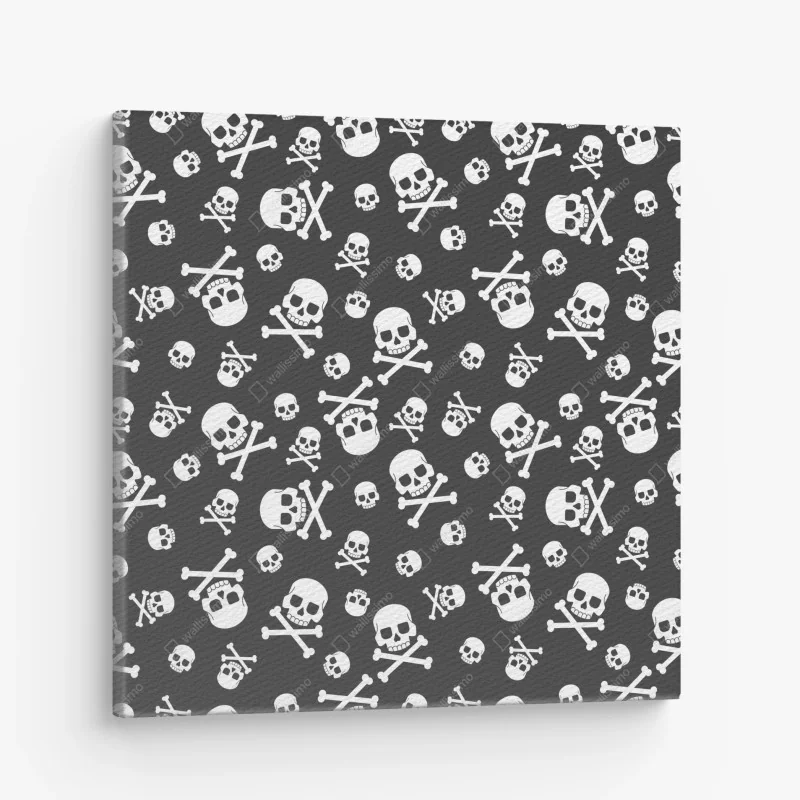 Leinwandbild weißes totenkopf muster auf grauem hintergrund