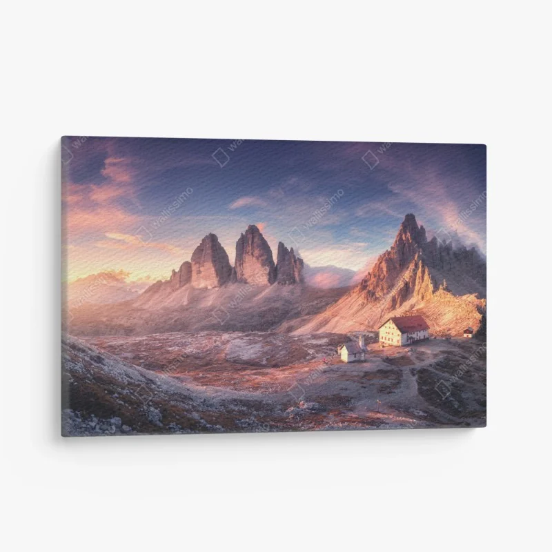 Leinwandbild sonnenaufgang über den gipfeln der Dolomiten