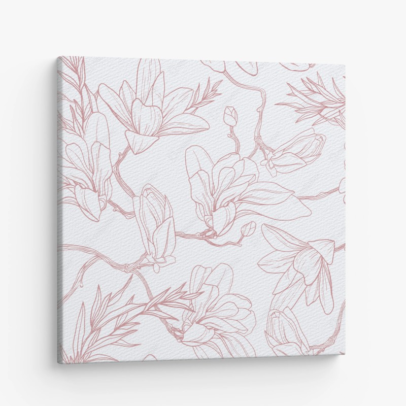 Leinwandbild zartes magnolienmuster in sanftem rosa