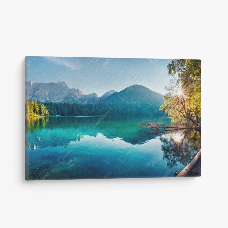 Leinwandbild sonniger Fusine see, Julische Alpen