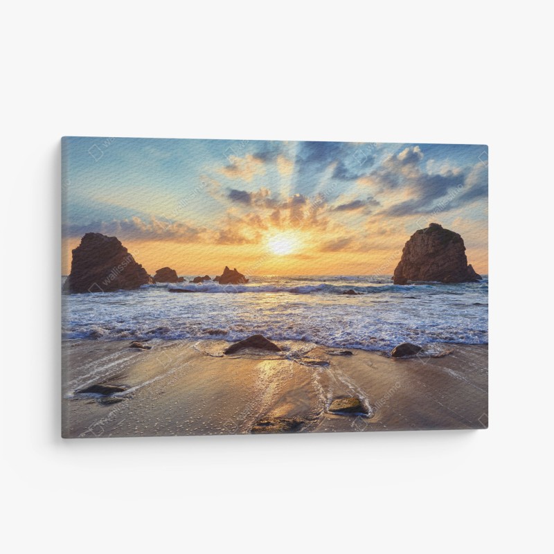 Leinwandbild rock-collage mit schädel und gitarre – Wallnifity®